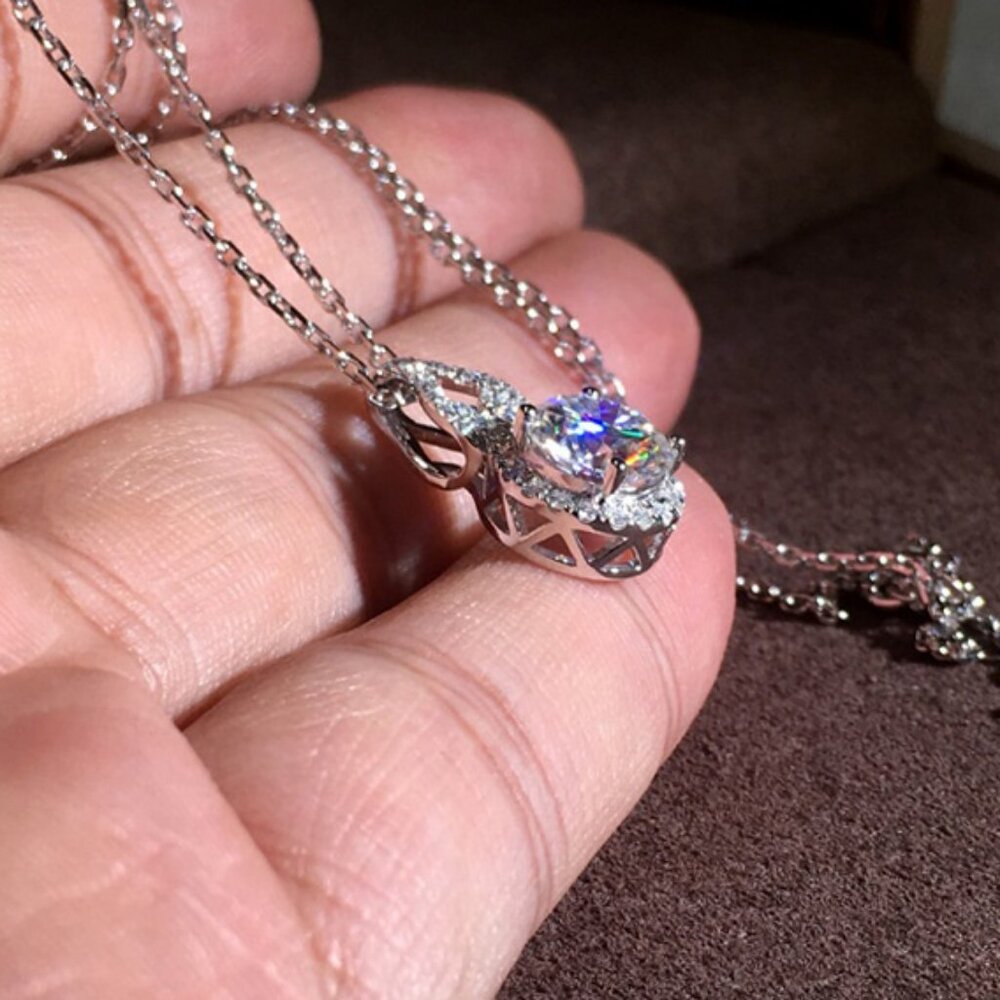 Exquisite Gifts Luxury Full Paved Round CZ Necklace for Women, EVGG1064 - Picture 2 of 4